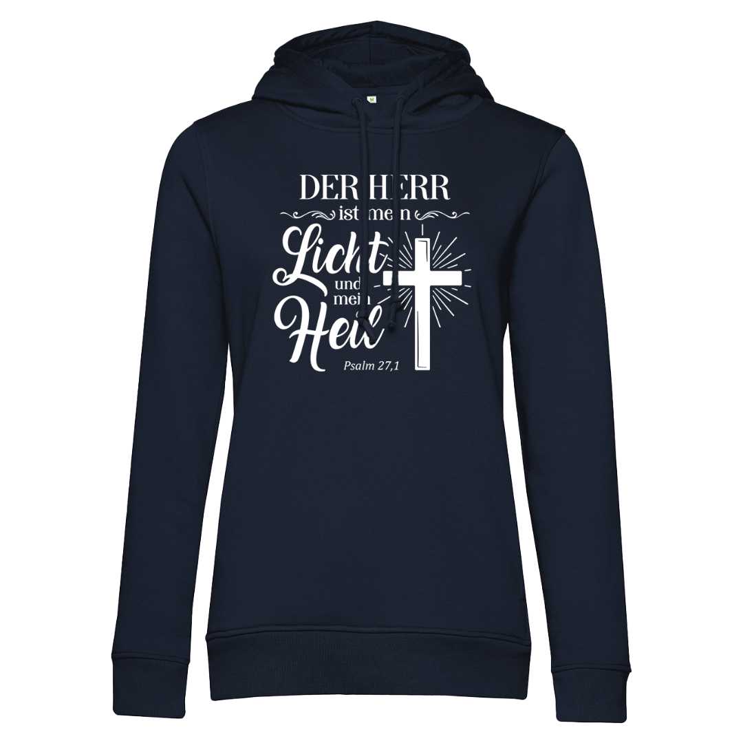Ps 27,1 - Der HERR ist mein Licht & mein Heil (2) - Brustprint - Damenhoodie