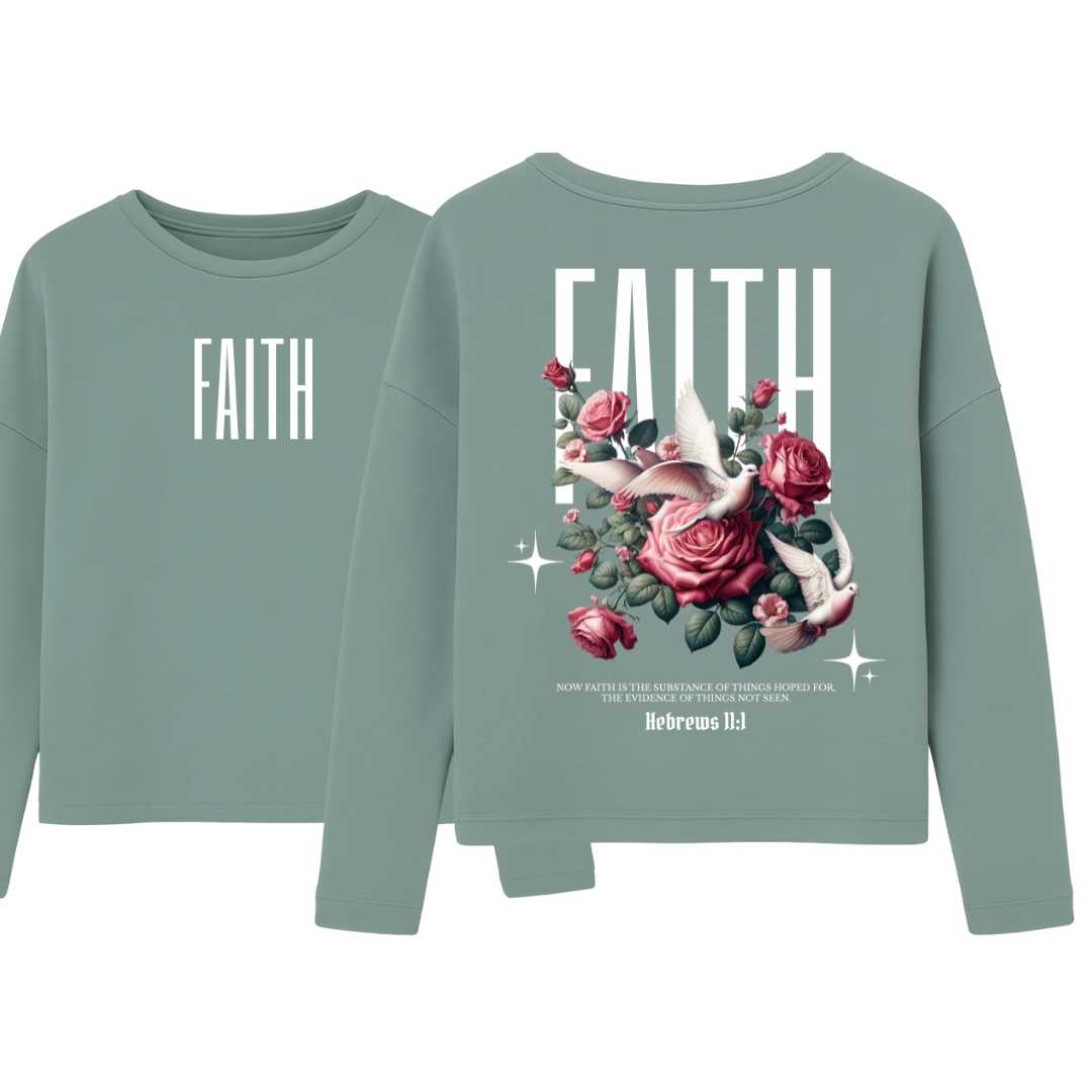 Hebr 11,1 - FAITH - Oversize-Damen-Sweatshirt - doppelseitiger Druck
