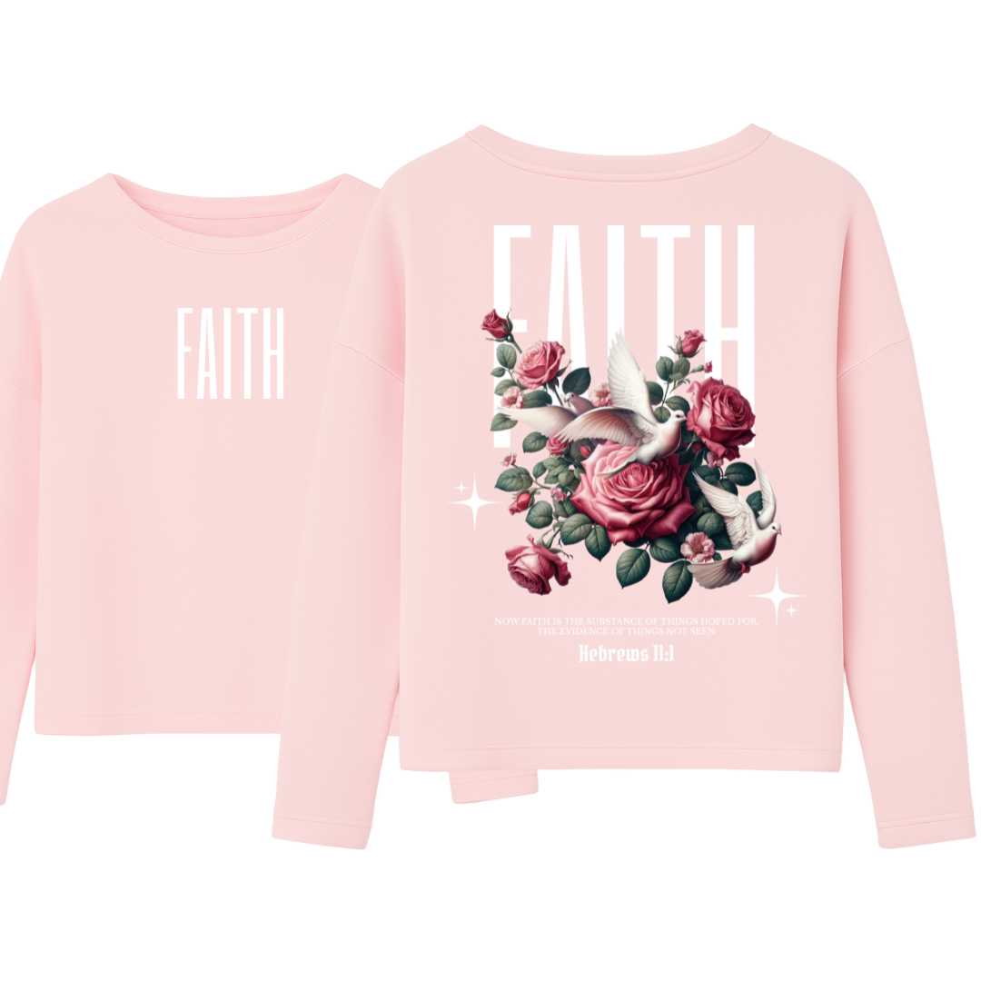 Hebr 11,1 - FAITH - Oversize-Damen-Sweatshirt - doppelseitiger Druck