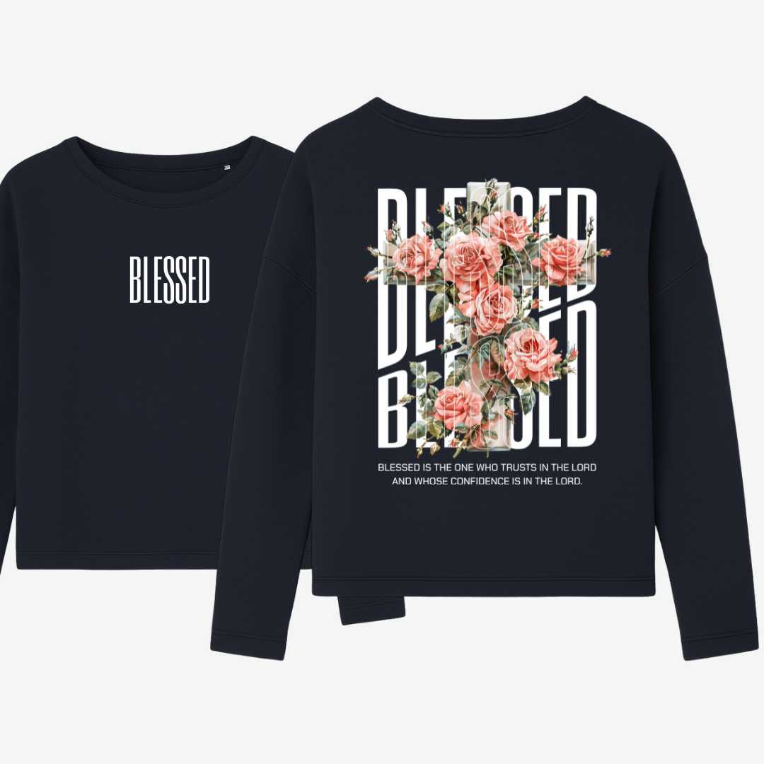 Jer 17,7 - BLESSED - Oversize-Damen-Sweatshirt - doppelseitiger Druck