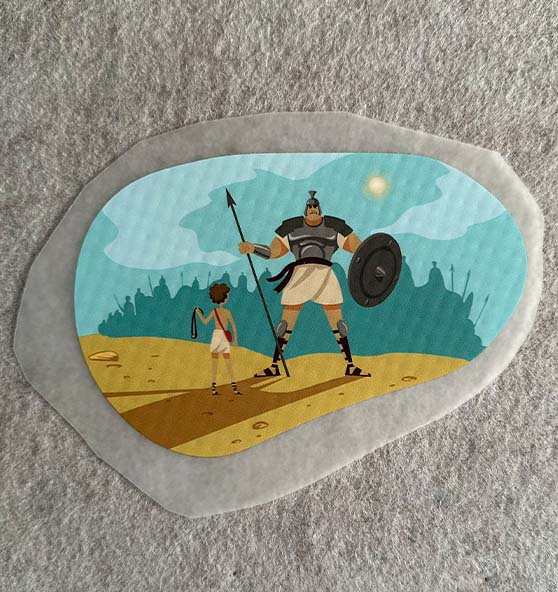 David gegen Goliath Bügelbild Bible Power David gegen Goliath Bügelbild Bible Power