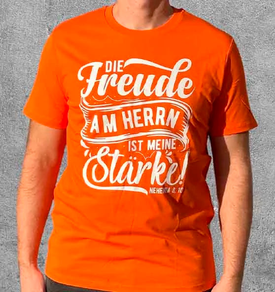 Neh 8,10 - Die Freude am HERRN - Siebdruck - Organic Shirt