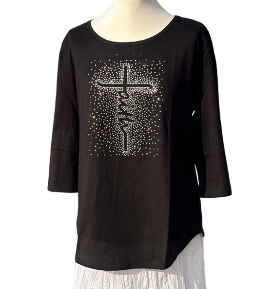 Hebr 11,1 - Faith - Strass - 3/4 Arm-Shirt