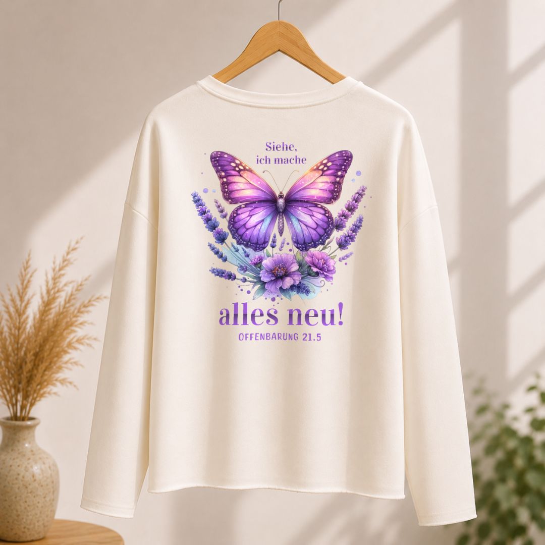 Offenbarung 21,5 - Alles Neu - Schmetterling | Ladies Oversize Sweatshirt