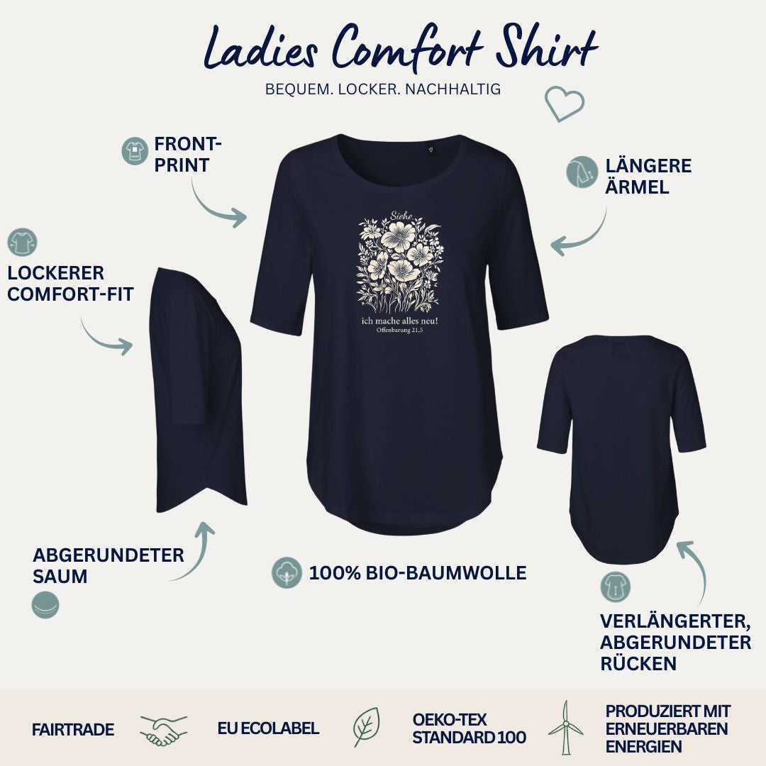 Offenbarung 21,5 - Alles Neu - floral | Ladies Comfort Shirt