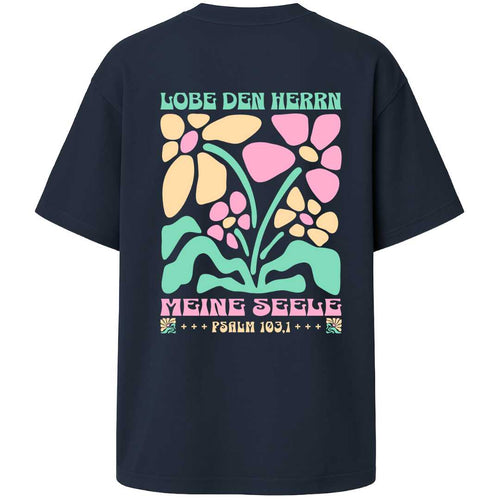 Ps 103,1 - Version 1 - Oversize-Shirt - Retro Flowers -Backprint