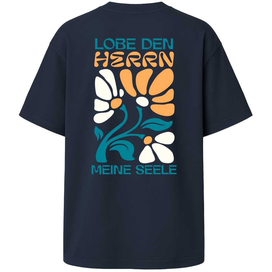 Ps 103,1 - Version 4 - Oversize-Shirt - Retro Flowers -Backprint