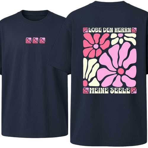 Ps 103,1 - Version 2 - Oversize-Shirt - Retro Flowers - doppelseitiger Druck