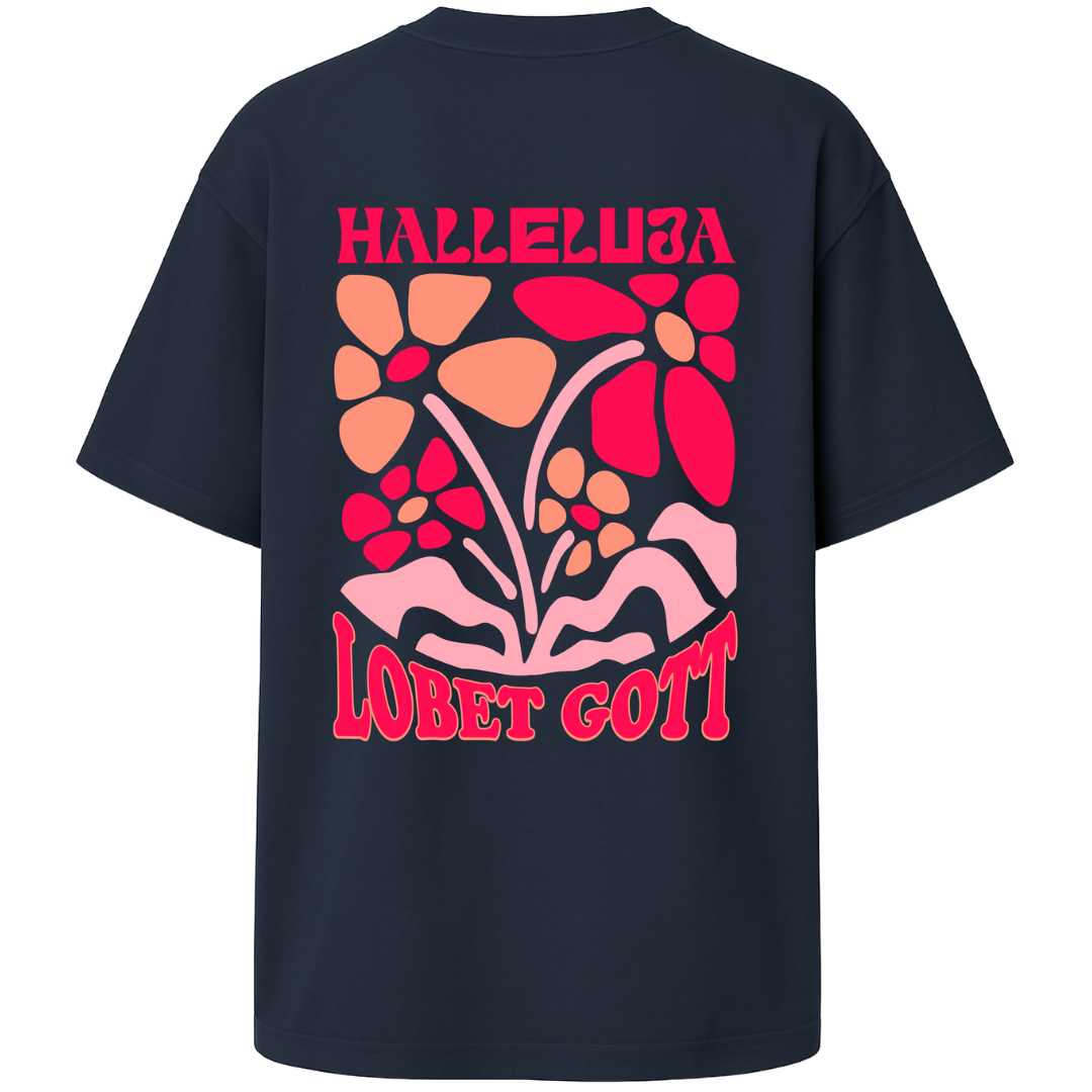 Ps 150,1 - Version 1 -  Oversize-Shirt - Retro Flowers - Backprint