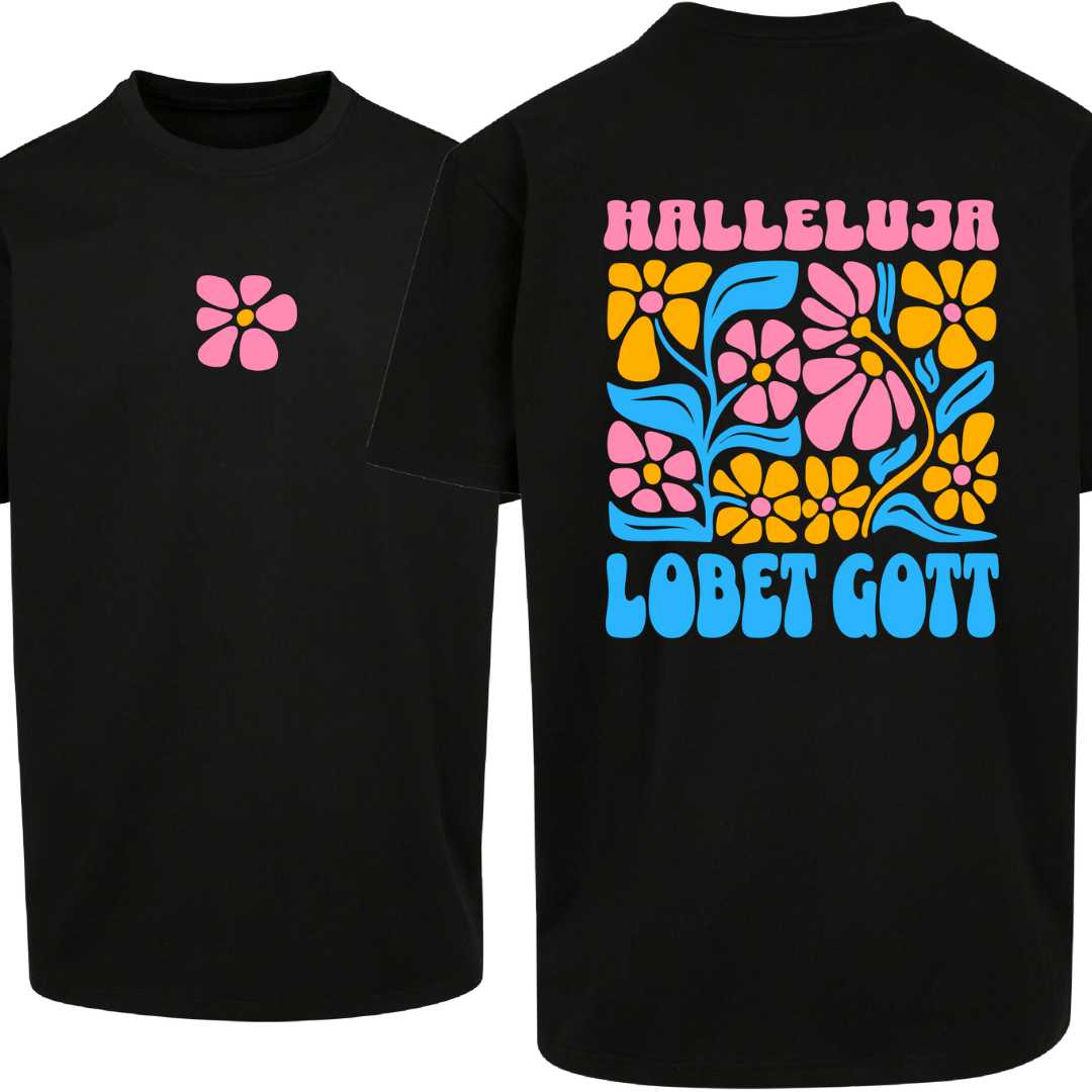 Ps 150,1 - Version 2 - Oversize-Shirt - Retro Flowers - doppelseitiger Druck