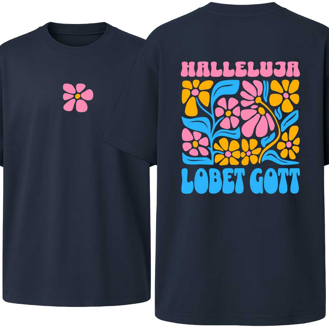 Ps 150,1 - Version 2 - Oversize-Shirt - Retro Flowers - doppelseitiger Druck