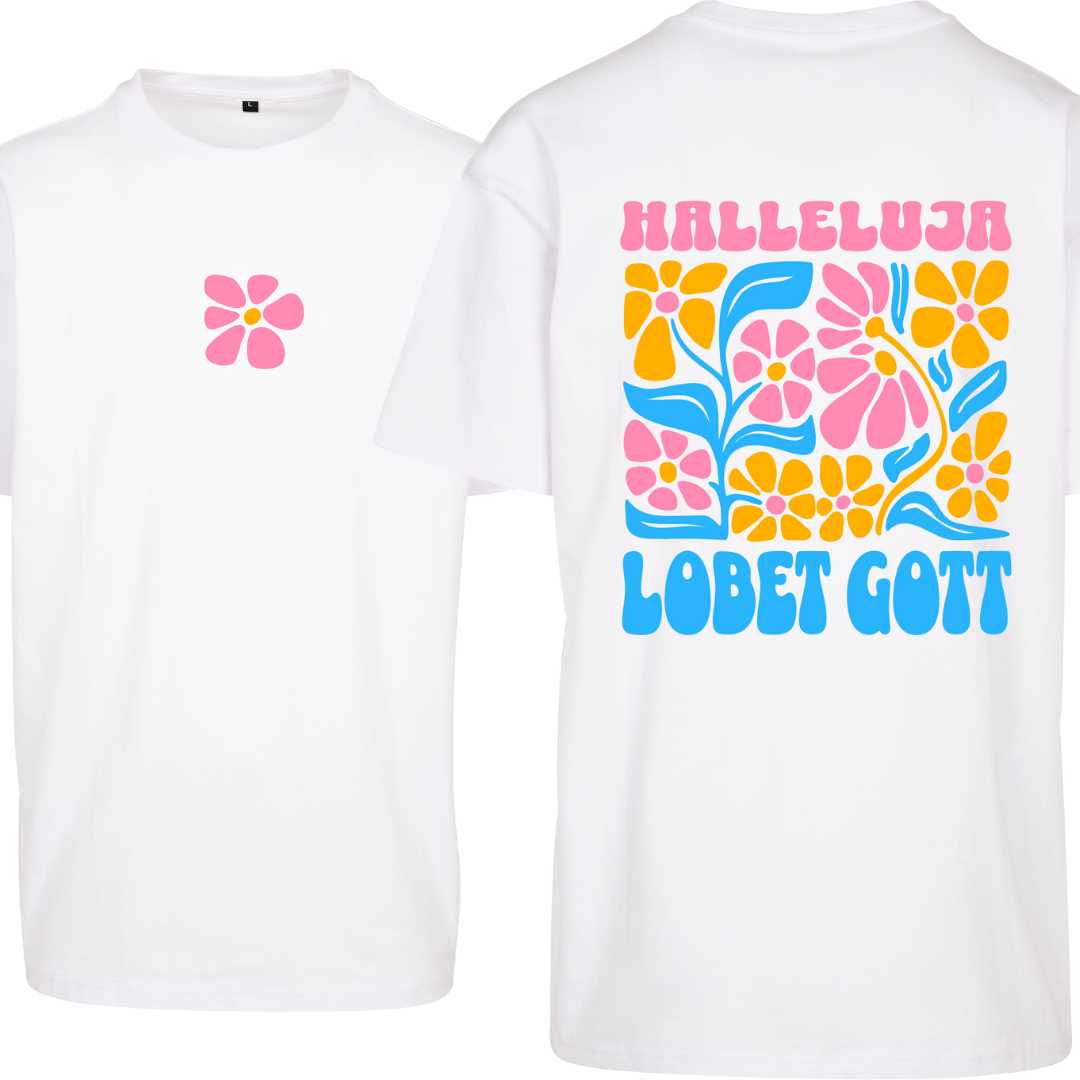 Ps 150,1 - Version 2 - Oversize-Shirt - Retro Flowers - doppelseitiger Druck