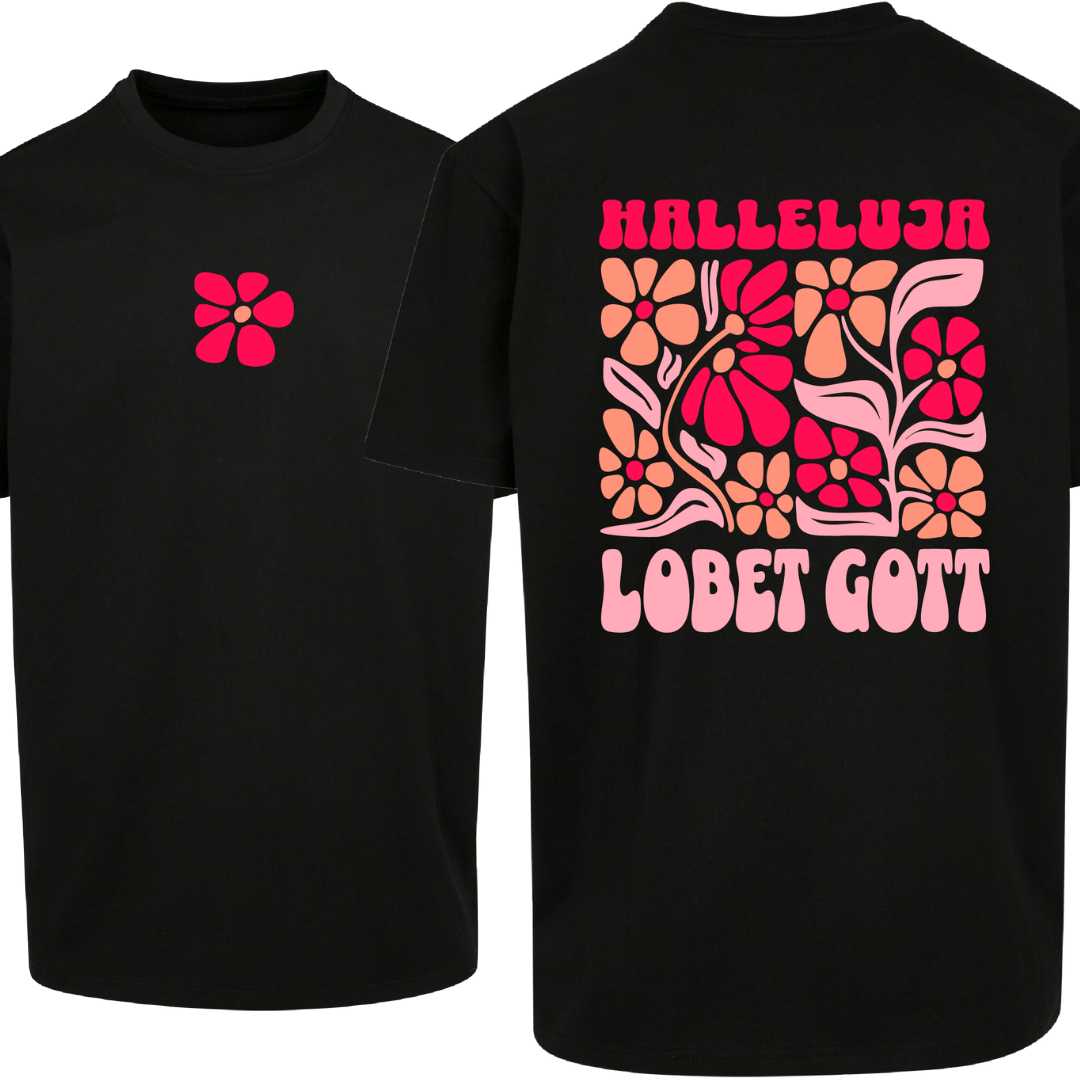 Ps 150,1 - Version 3 - Oversize-Shirt - Retro Flowers - doppelseitiger Druck