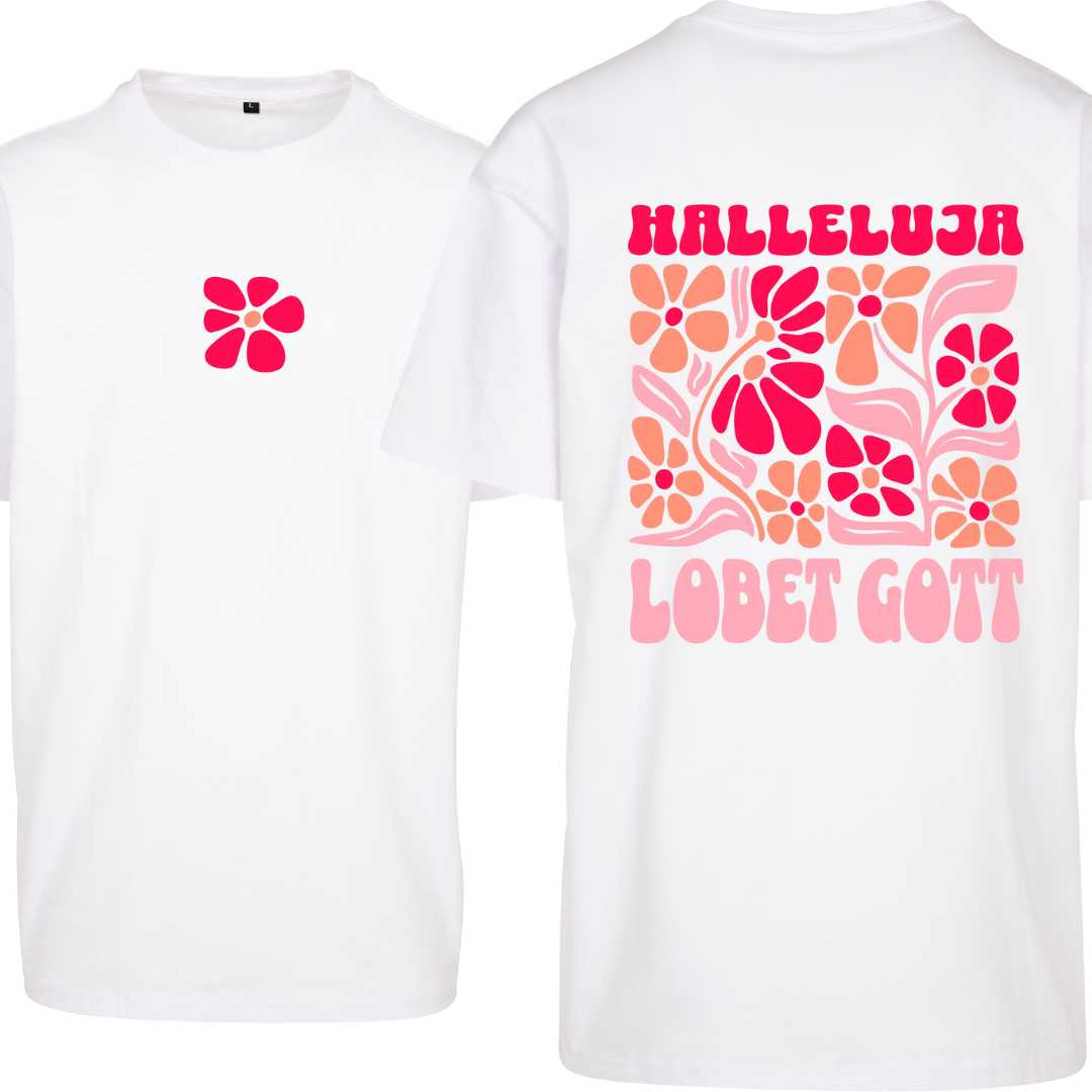 Ps 150,1 - Version 3 - Oversize-Shirt - Retro Flowers - doppelseitiger Druck