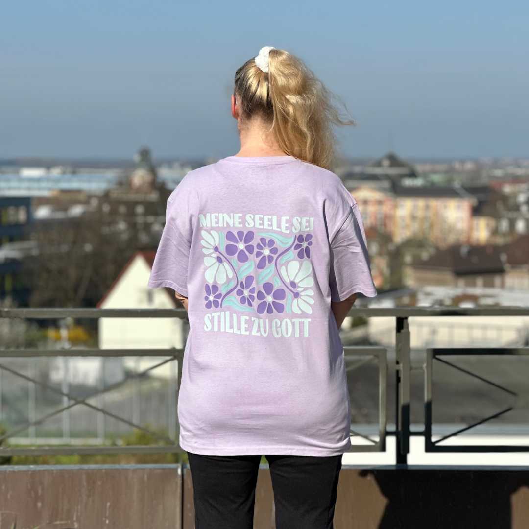 Ps 62,2 - Oversize-Shirt - Retro Flowers - doppelseitiger Druck