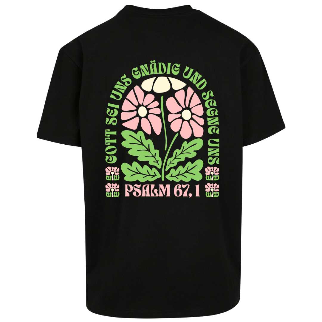 Ps 67,1 - Oversize-Shirt - Retro Flowers - Backprint