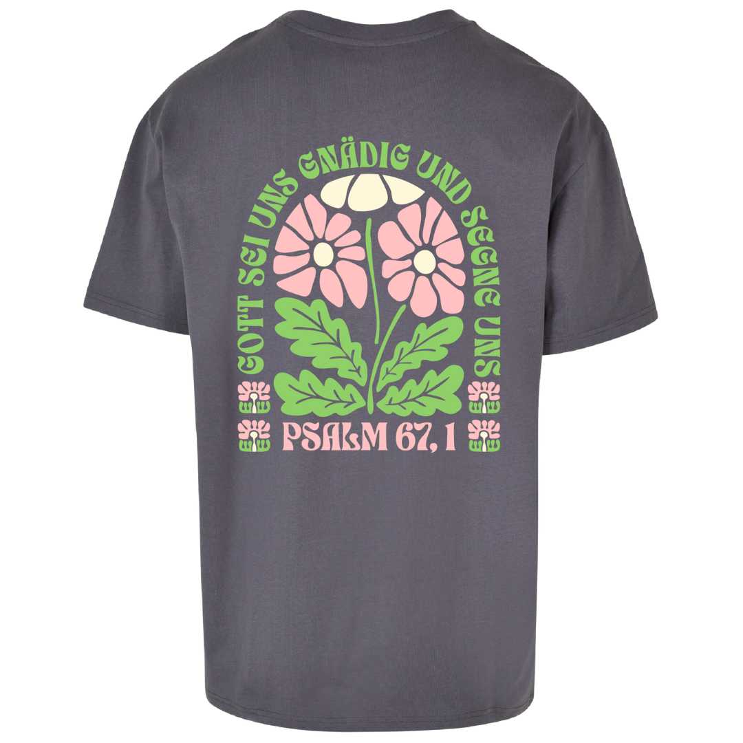Ps 67,1 - Oversize-Shirt - Retro Flowers - Backprint
