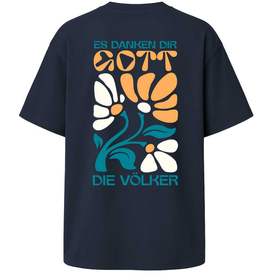 Ps 67,4 - Oversize-Shirt - Retro Flowers - Backprint