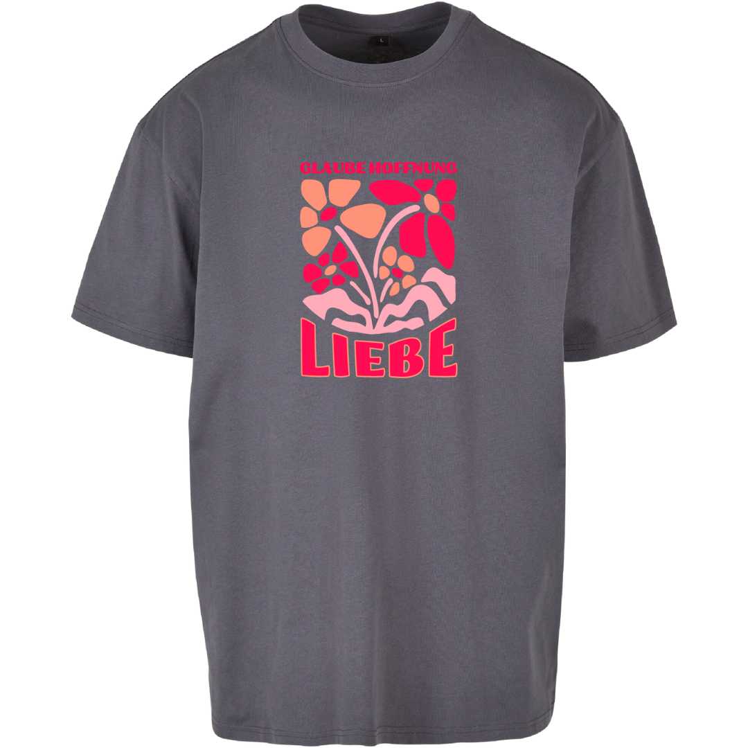 1.Kor 13,13 - Oversize-Shirt - Retro Flowers - Frontprint