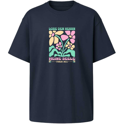 Ps 103,1 - Version 1 - Oversize-Shirt - Retro Flowers - Frontprint