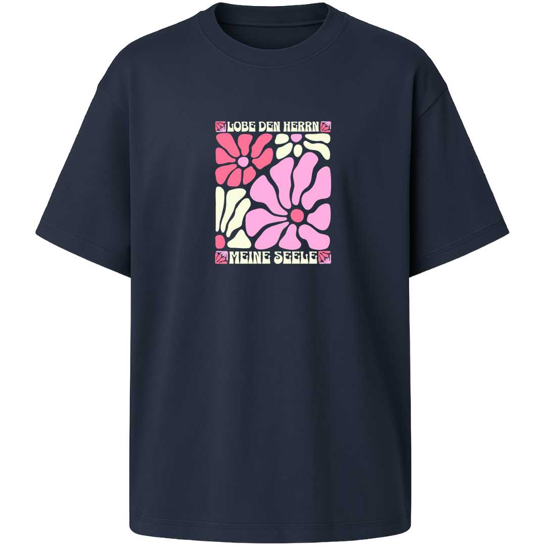 Ps 103,1 - Version 2 - Oversize-Shirt - Retro Flowers - Frontprint
