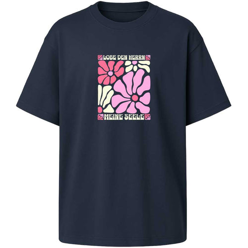 Ps 103,1 - Version 2 - Oversize-Shirt - Retro Flowers - Frontprint