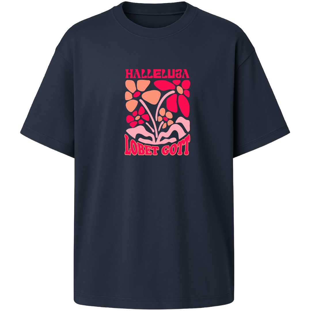 Ps 150,1 - Version 1 - Oversize-Shirt - Retro Flowers - Frontprint