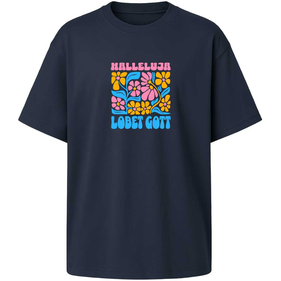 Ps 150,1 - Version 2 - Oversize-Shirt - Retro Flowers - Frontprint