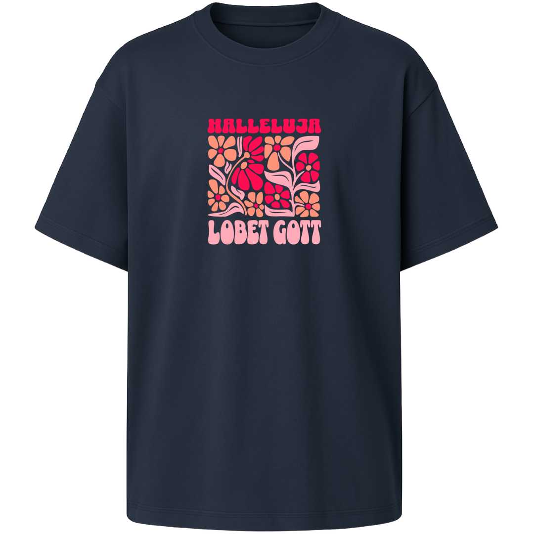 Ps 150,1 - Version 3 - Oversize-Shirt - Retro Flowers - Frontprint