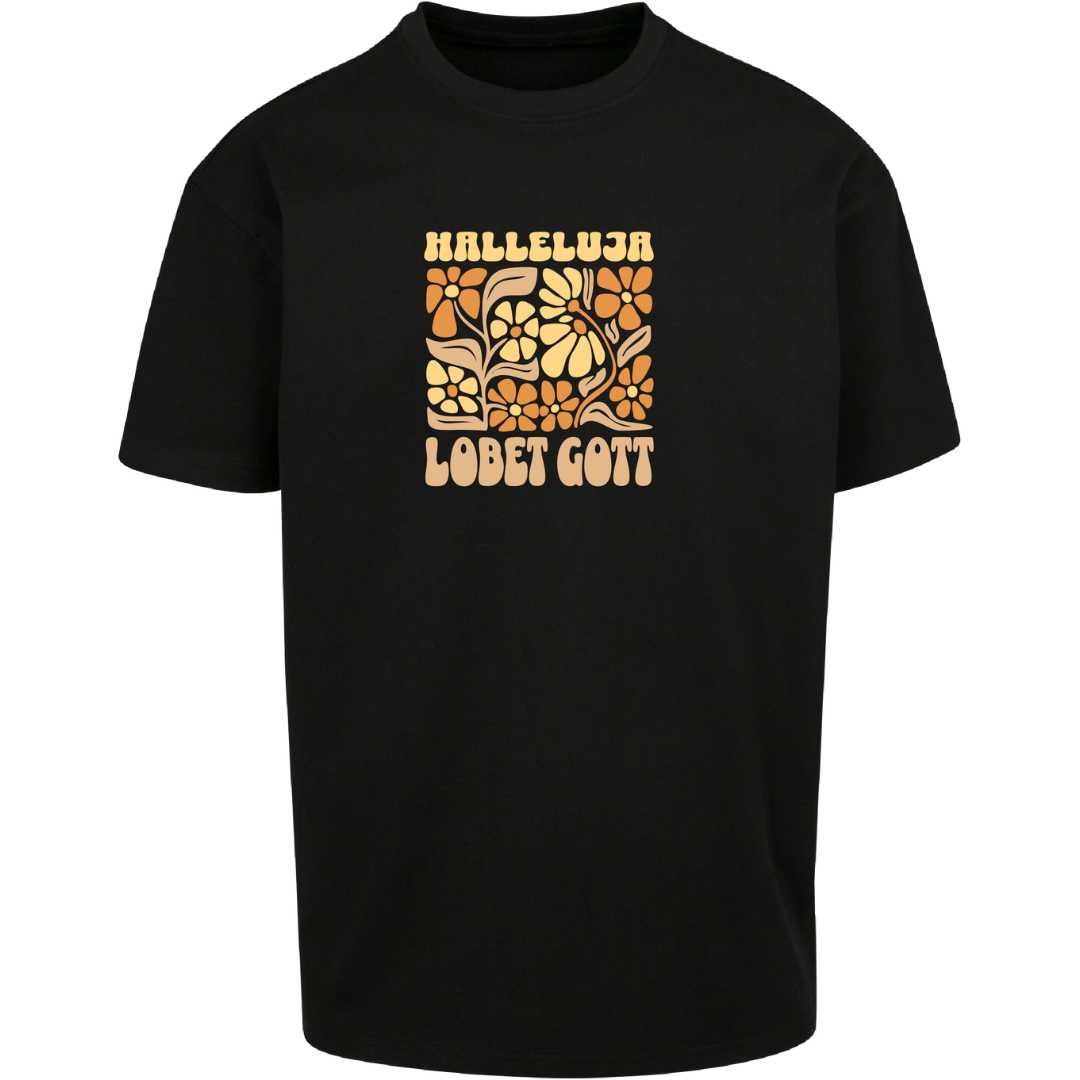 Ps 150,1 - Version 4 - Oversize-Shirt - Retro Flowers - Frontprint