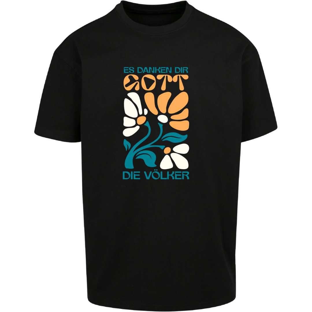 Ps 67,4 - Oversize-Shirt - Retro Flowers - Frontprint