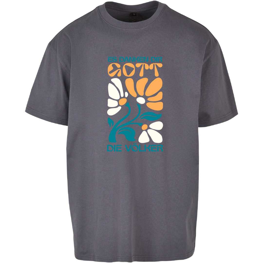 Ps 67,4 - Oversize-Shirt - Retro Flowers - Frontprint