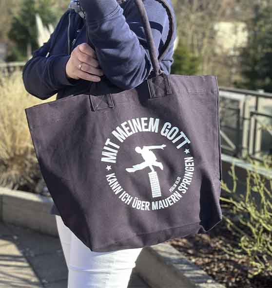 Ps 18,30 - Über Mauern springen - Shoppertasche