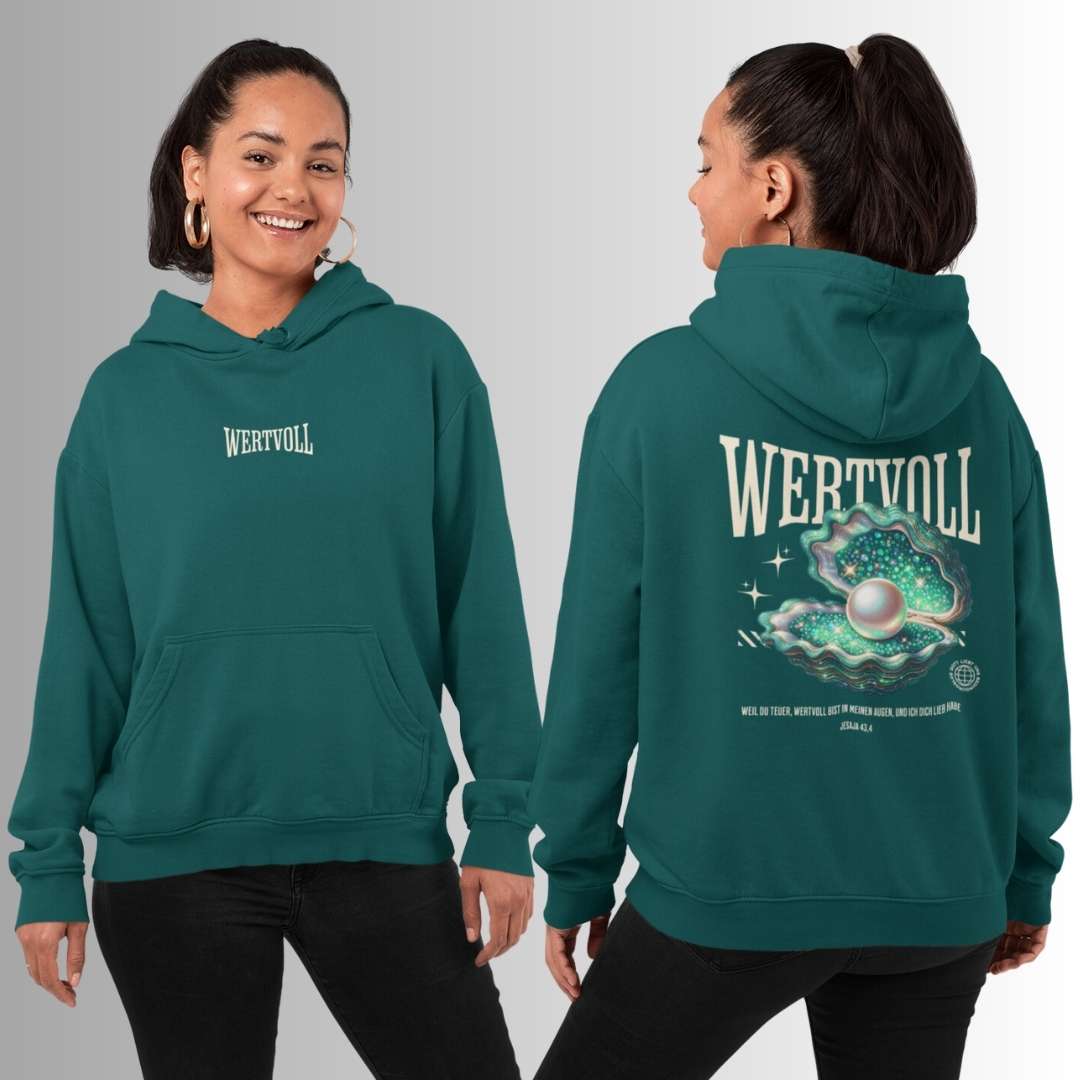 Jes 43,4 - WERTVOLL - doppelseitiger Druck - kuschliger Hoodie