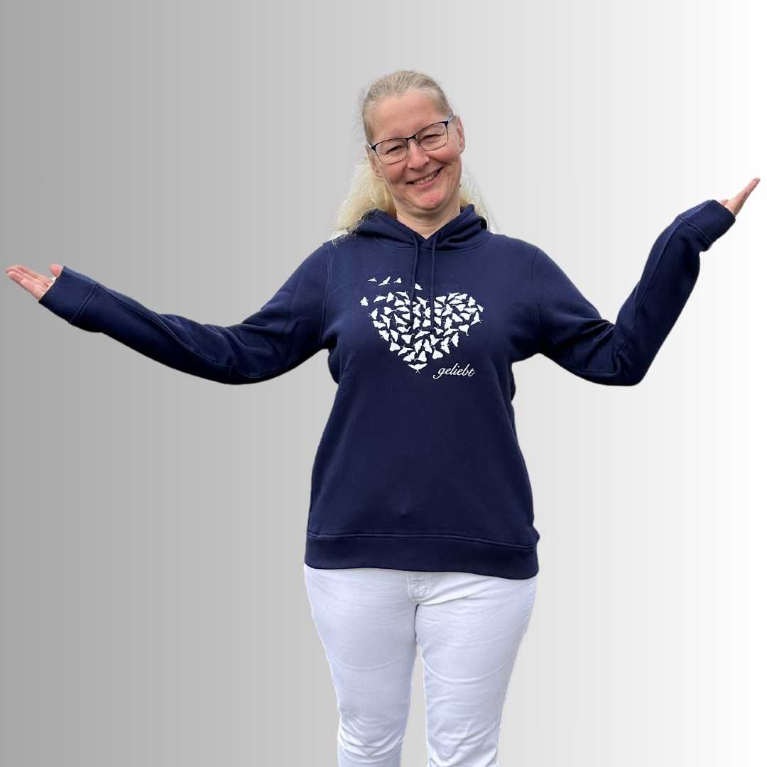 Jer 31,3 - geliebt - Brustprint - Damen-Hoodie