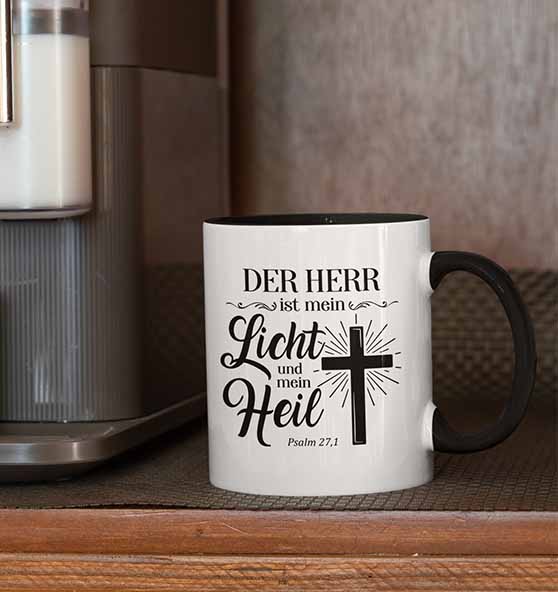 Ps 27,1 - Der HERR ist mein Licht & mein Heil(2) - Tasse zweifarbig
