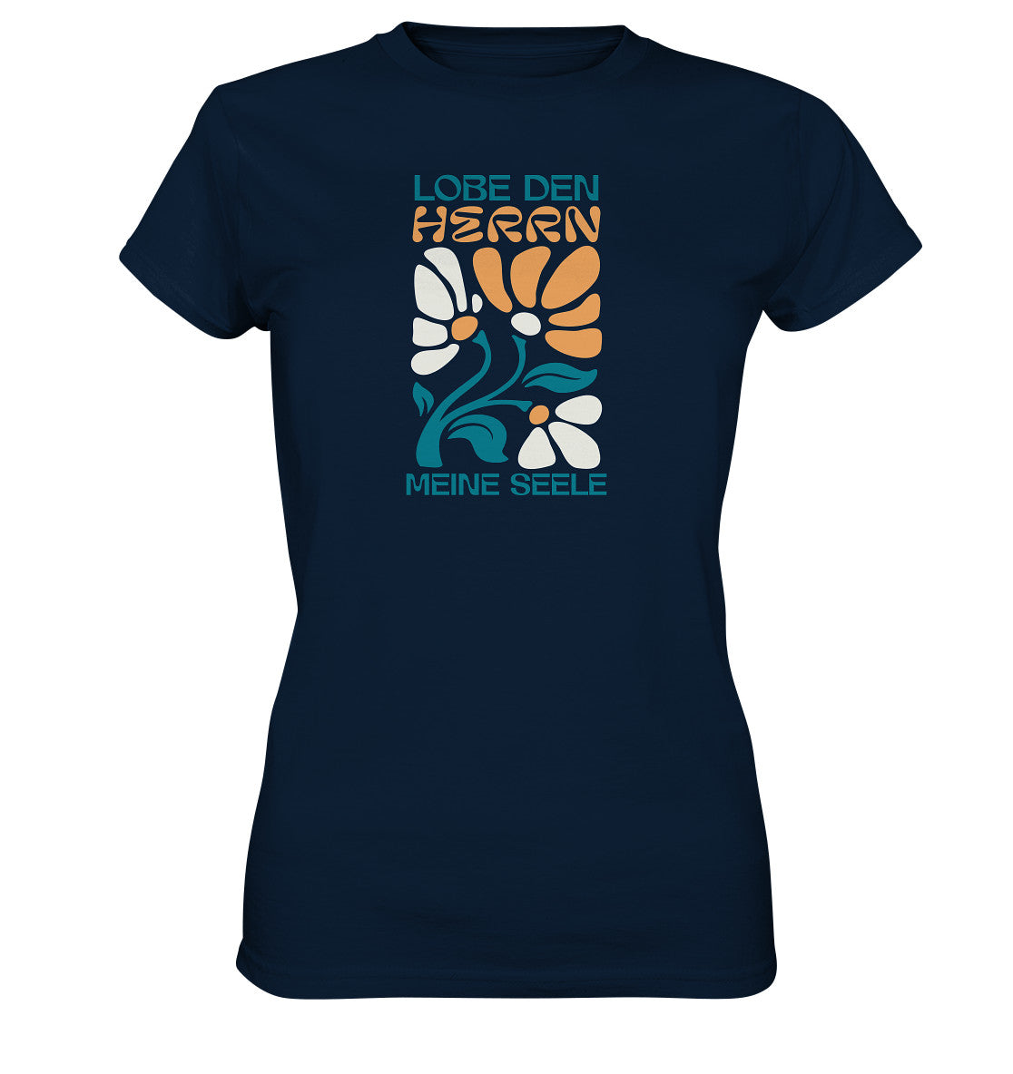 Ps 103,1 - Version 4 - Retro Flowers - Brustprint - Ladies Premium Shirt