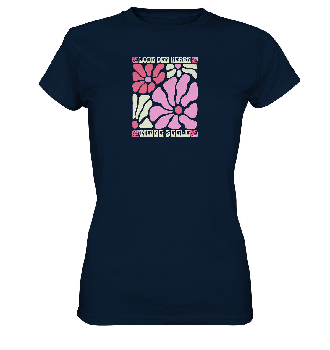 Ps 103,1 - Version 2 - Retro Flowers - Brustprint - Ladies Premium Shirt