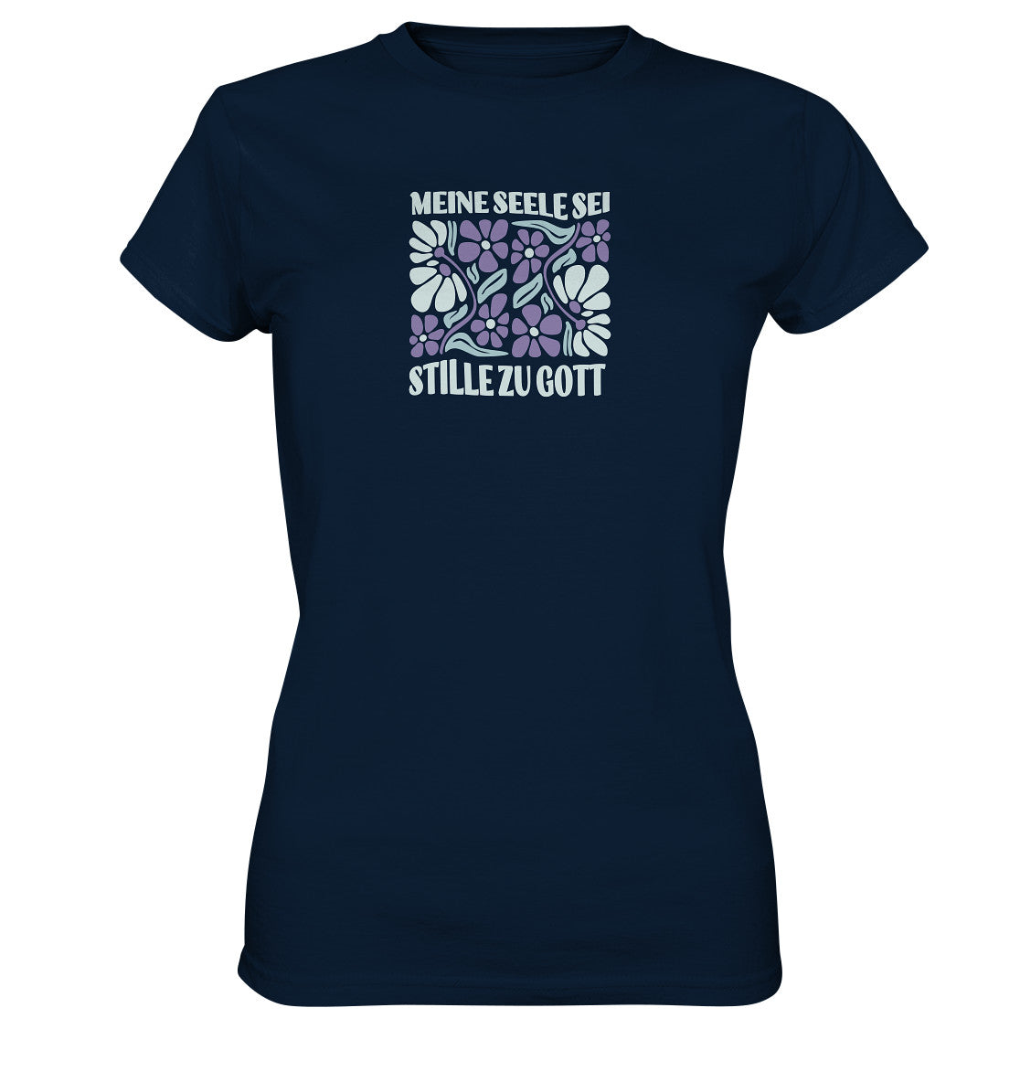 Ps 62,2 - Retro Flowers - Brustprint - Ladies Premium Shirt
