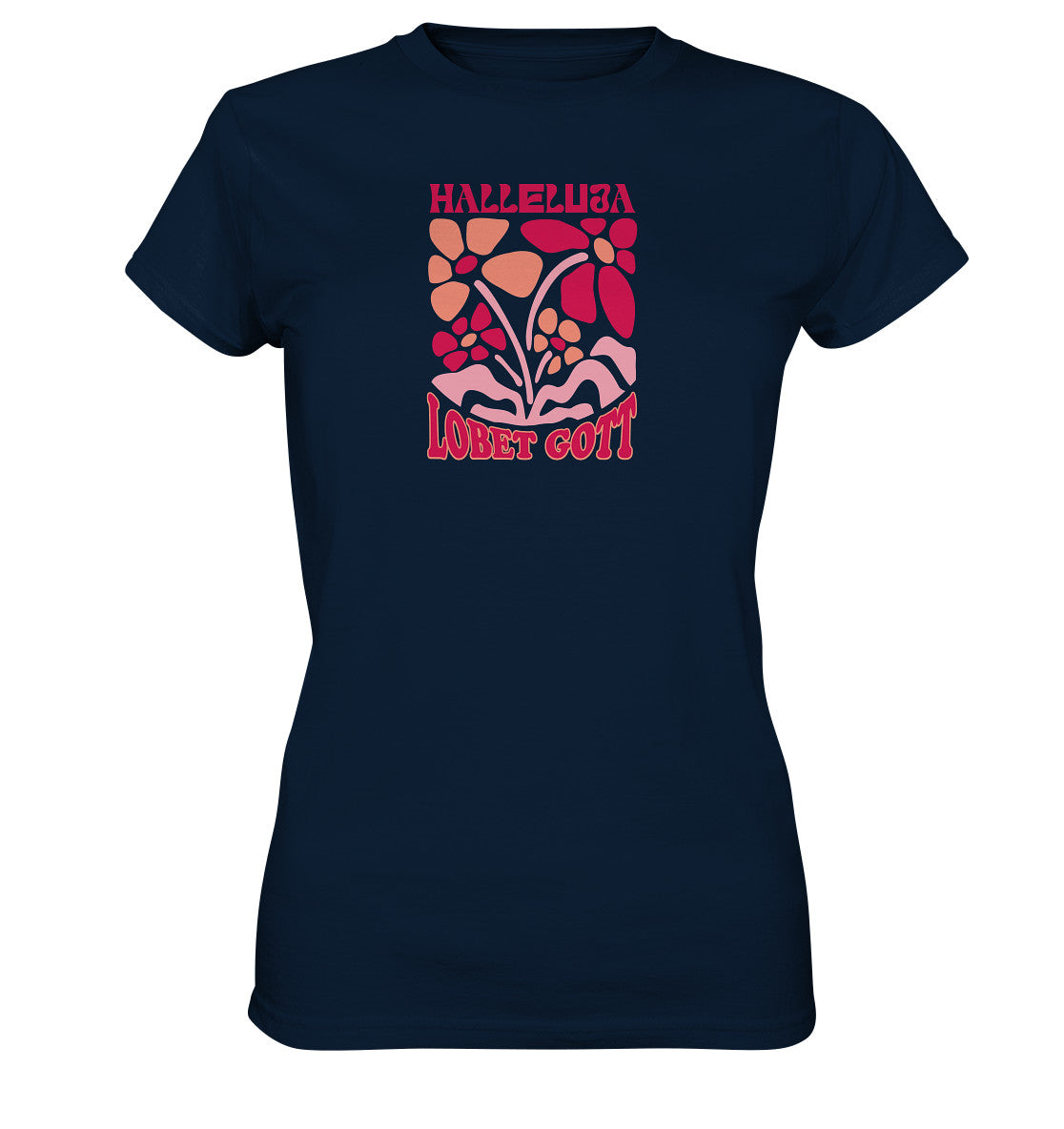 Ps 150,1 - Version 1 - Retro Flowers - Brustprint - Ladies Premium Shirt