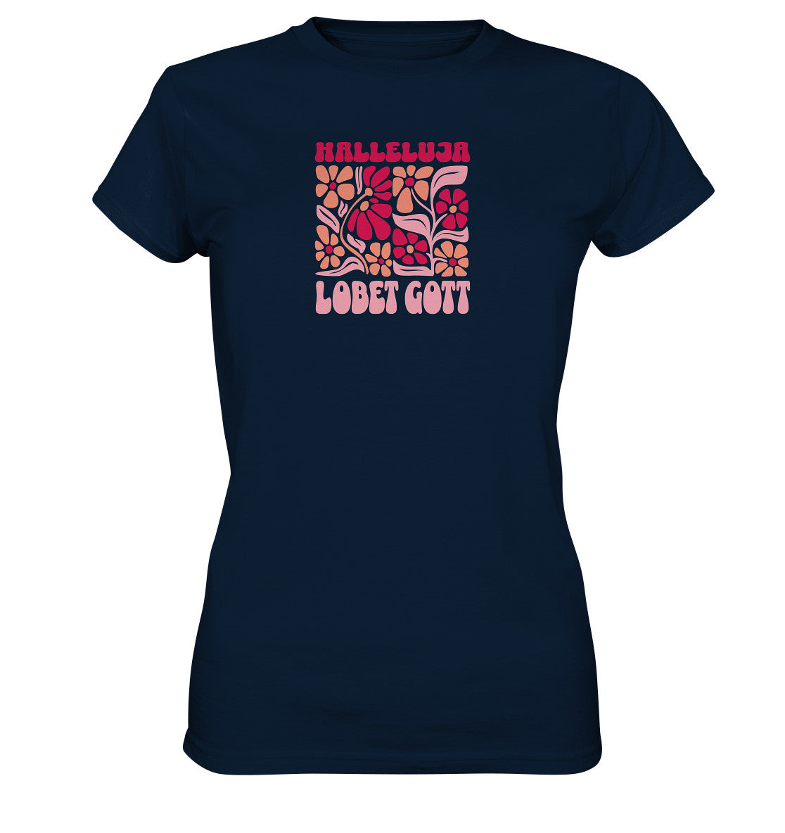 Ps 150,1 - Version 3 - Retro Flowers - Brustprint - Ladies Premium Shirt