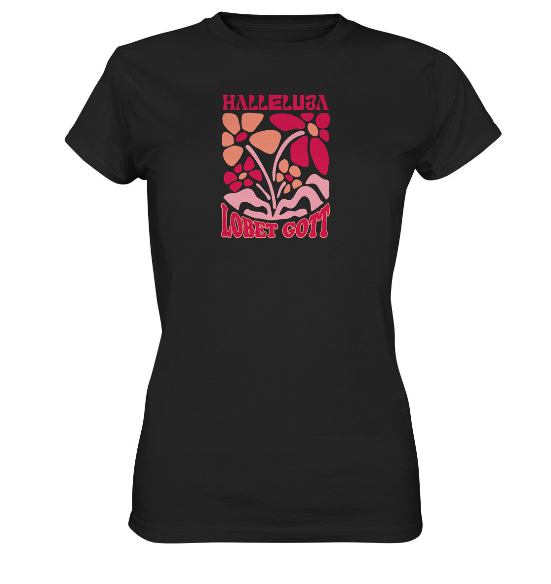 Ps 150,1 - Version 1 - Retro Flowers - Brustprint - Ladies Premium Shirt