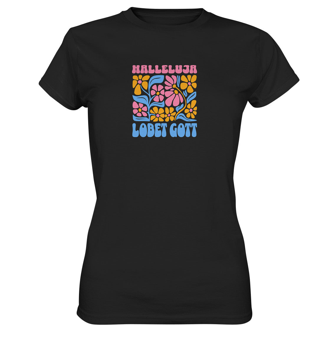 Ps 150,1 - Version 2 - Retro Flowers - Brustprint - Ladies Premium Shirt