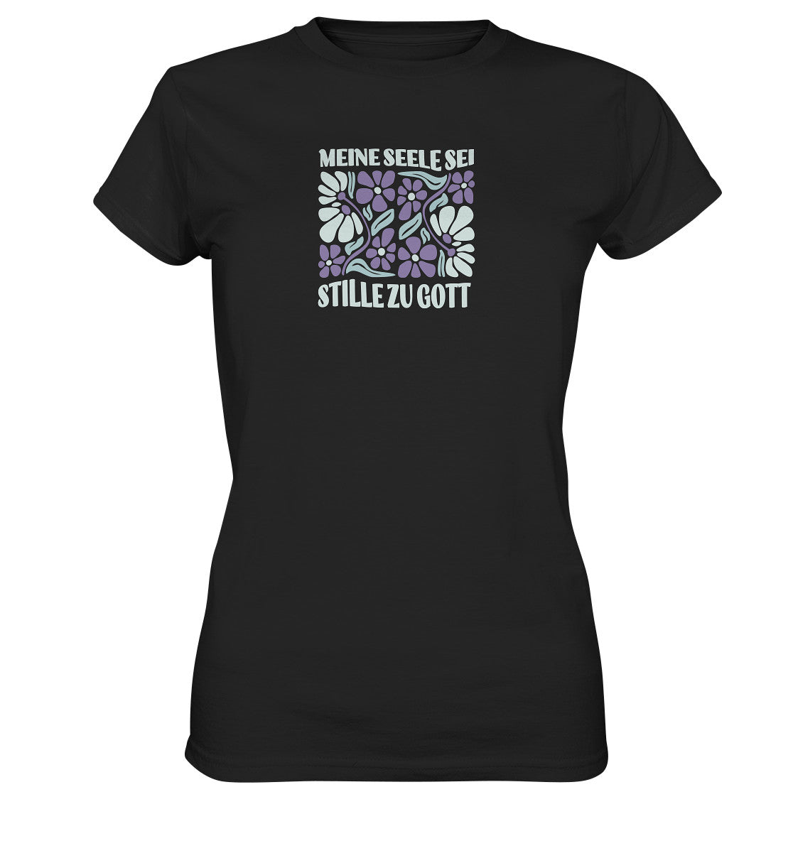 Ps 62,2 - Retro Flowers - Brustprint - Ladies Premium Shirt