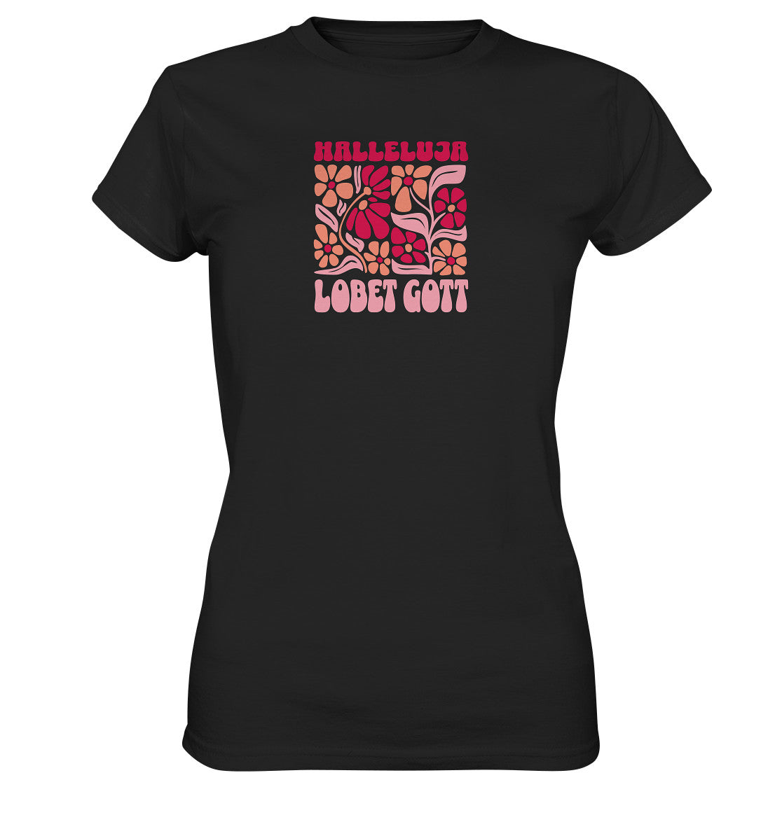 Ps 150,1 - Version 3 - Retro Flowers - Brustprint - Ladies Premium Shirt