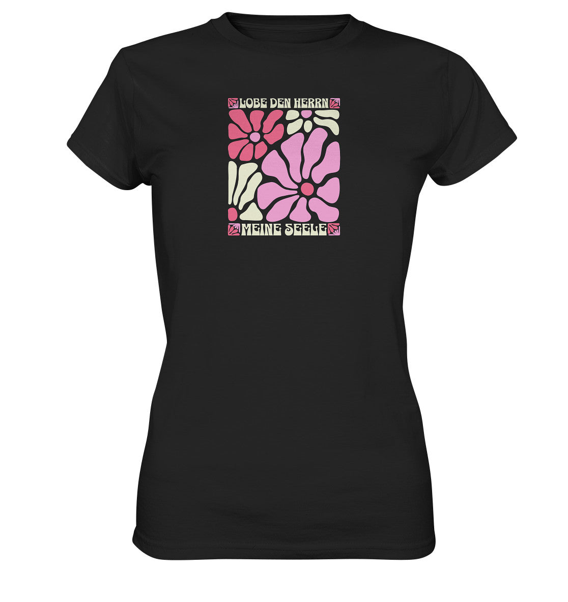 Ps 103,1 - Version 2 - Retro Flowers - Brustprint - Ladies Premium Shirt
