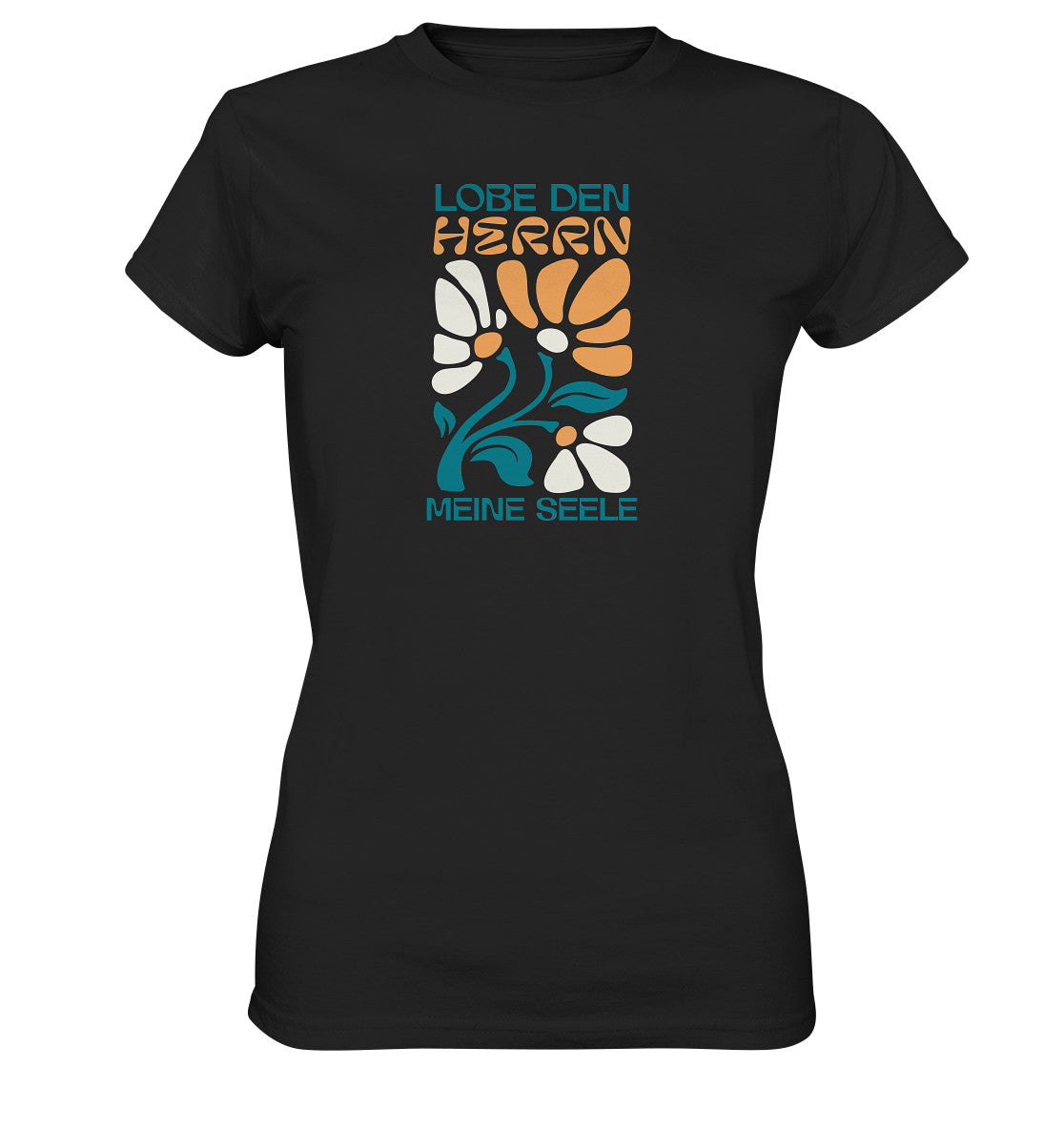Ps 103,1 - Version 4 - Retro Flowers - Brustprint - Ladies Premium Shirt