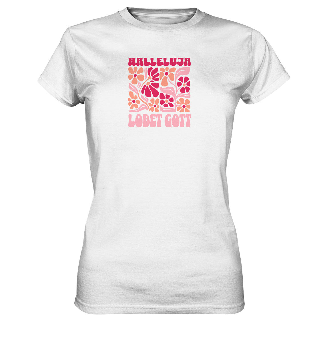 Ps 150,1 - Version 3 - Retro Flowers - Brustprint - Ladies Premium Shirt