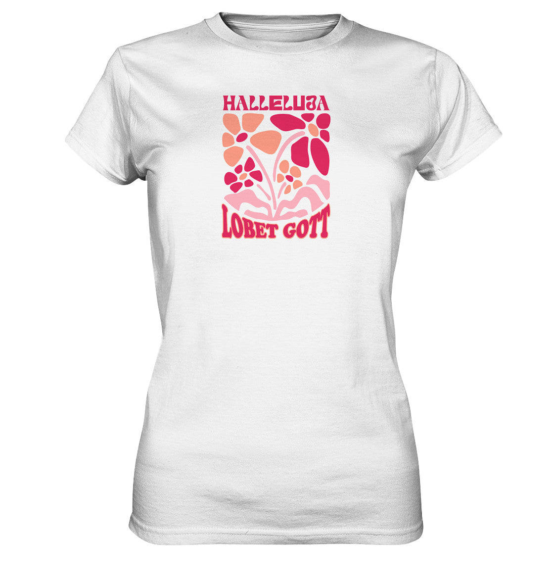 Ps 150,1 - Version 1 - Retro Flowers - Brustprint - Ladies Premium Shirt