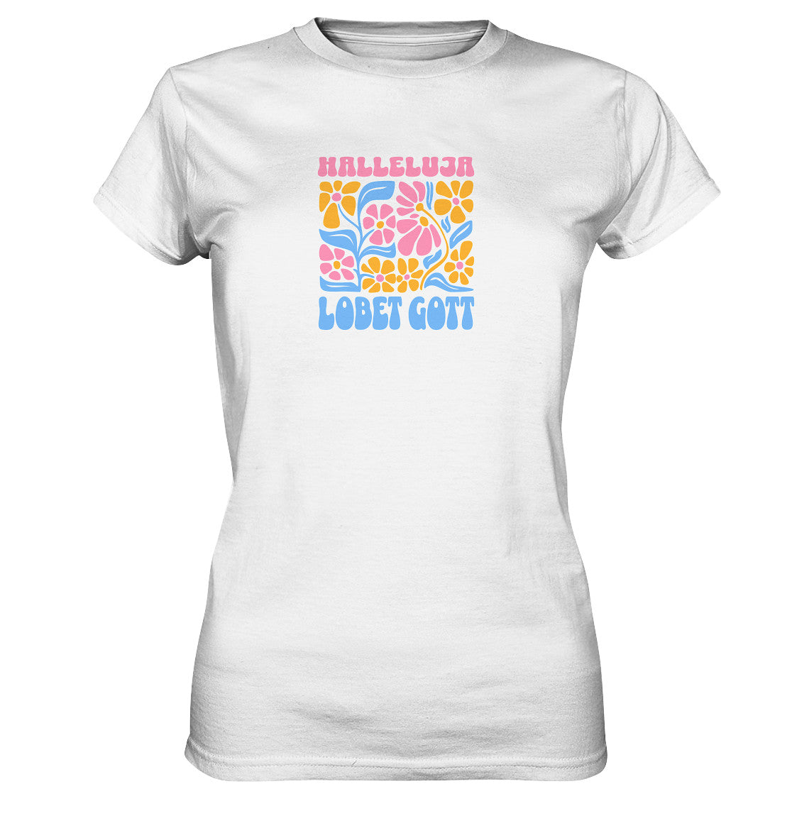 Ps 150,1 - Version 2 - Retro Flowers - Brustprint - Ladies Premium Shirt